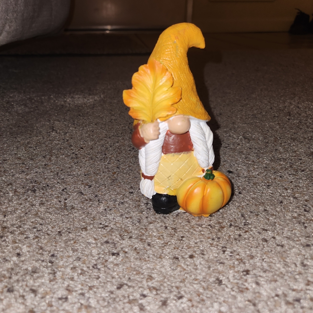 Autumn Gnome Figurine with Pumpkin